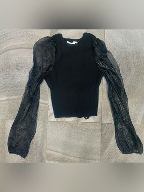 ASTR the Label Audrina Knit Sweater Open back with ties with sheer sleeves